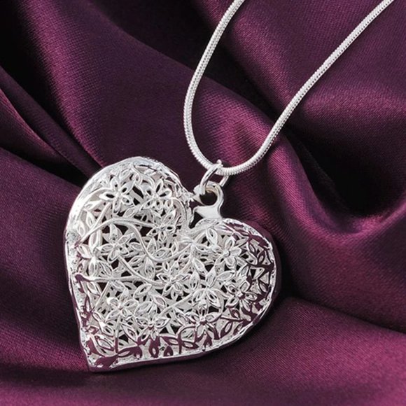 ❤️ NEW 💎 Cute Heart 925 Sterling Silver Necklace Gift